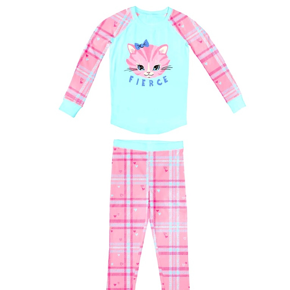 OFF TO SLEEP WE GO FIERCE CAT GIRLS PJS SET NWT